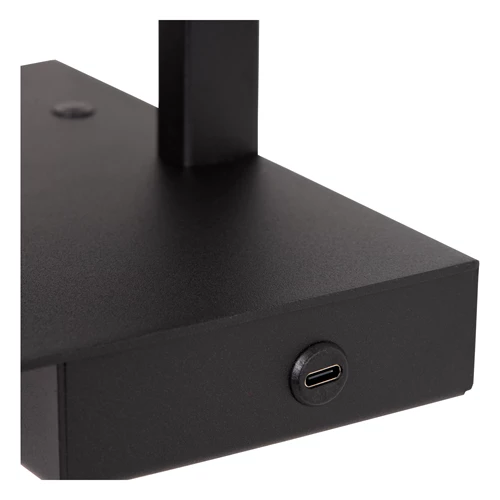 Lucide GREGORY - Bedlamp / Wandlamp - 1xE27 - Met USB oplaadpunt - Zwart - detail 4